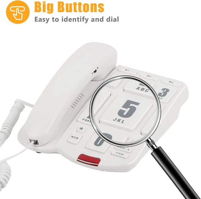 UVITAL BIG BUTTON Telephone with Loud Volume, 3 One-Touch Speed Dial £ ...