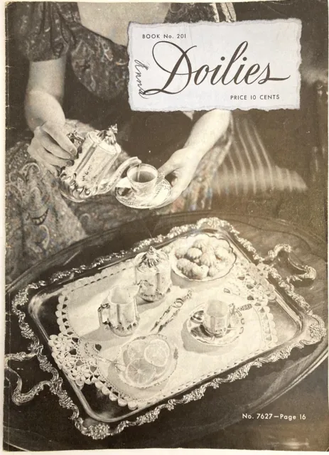 1943 Doilies Crochet Libro de Patrón Tablero Piña Remolino Doily Decoración