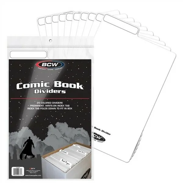 50 BCW White Archival Plastic Comic Book Dividers with Folding Write On Tab