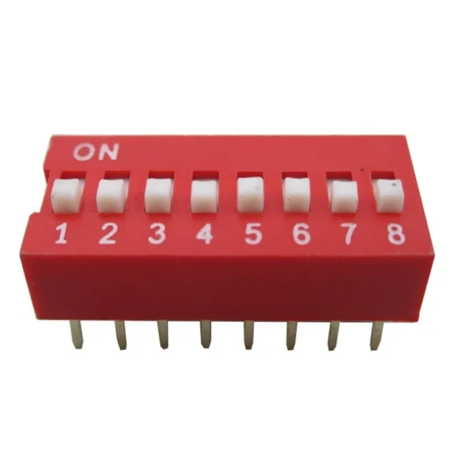 10PCS NEW Red 2.54mm Pitch 8-Bit 8-Positions Way Slide Type DIP Switch Module