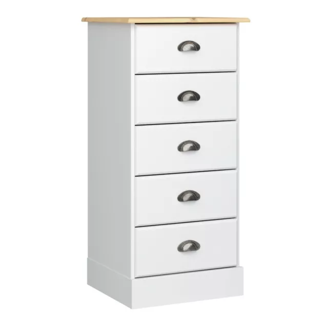 White Tallboy Tall Narrow 5 Drawer Chest of Drawers Storage Unit Bedside Dresser