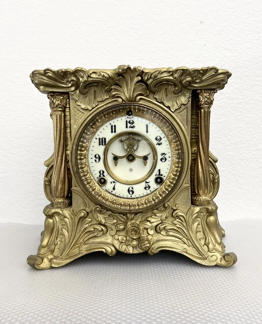Antique Ansonia “Minerva” Mantle Rococo Style Gilded Metal Clock June 14 1871 Antique Ansonia “Minerva” Mantle Rococo Style Gilded Metal Clock June 14 1871