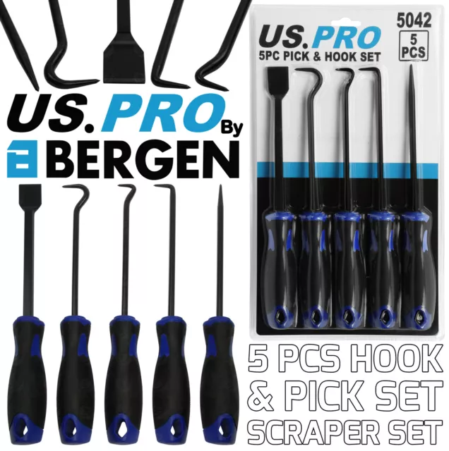 BERGEN HEAVY DUTY Hook Pick Scraper Tool Set O Ring Seal Removal Set Large Size