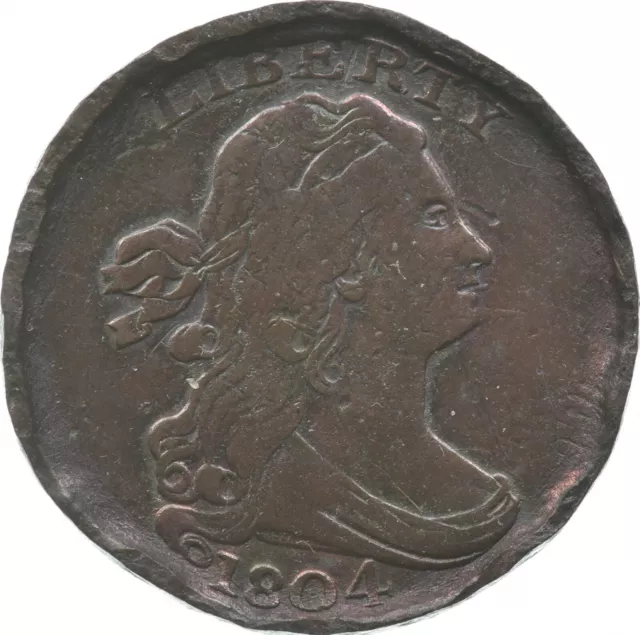 1804 Draped Bust Half Cent Spiked Chin *9408