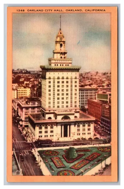 Oakland CA California City Hall Aerial View #1348 Unposted Linen Postcard
