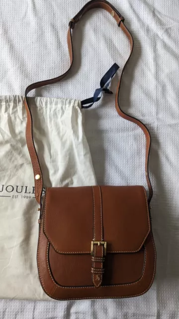 Joules Leather Saddle Bag In Tan