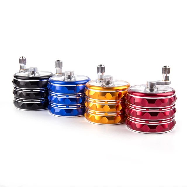 2.5" 4 Layers Spice Dry Herbal Crusher Hand Crank Aluminum Metal Smoking Grinder