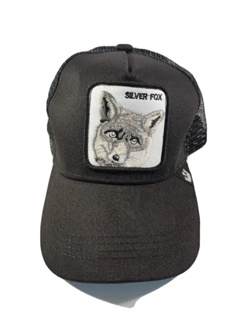 Animal Trucker Hat Fox Black White Logo Mesh Adjustable Cap