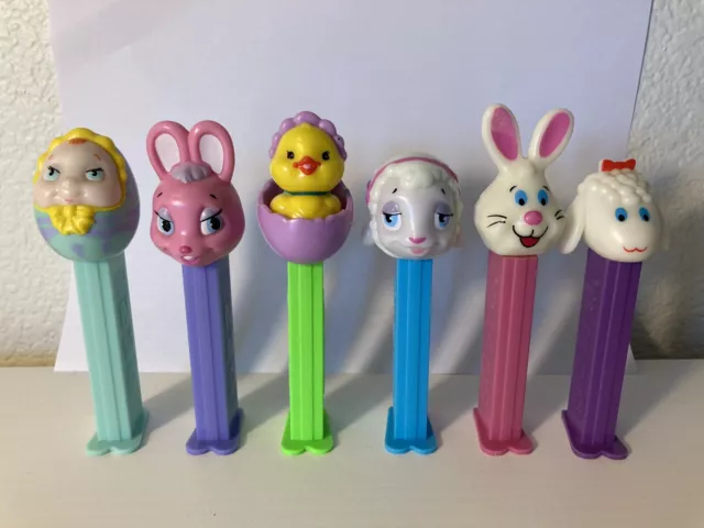 Easter Pez Dispensers Lot of 6 Egg, Chick, Lamb & Bunny Vintage Collectibles