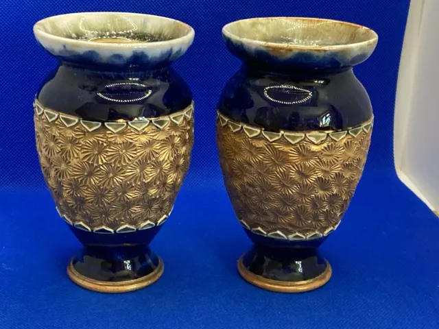 Pair of Antique Royal Doulton Lambeth Urn Shaped Vases - 6692 -13cm