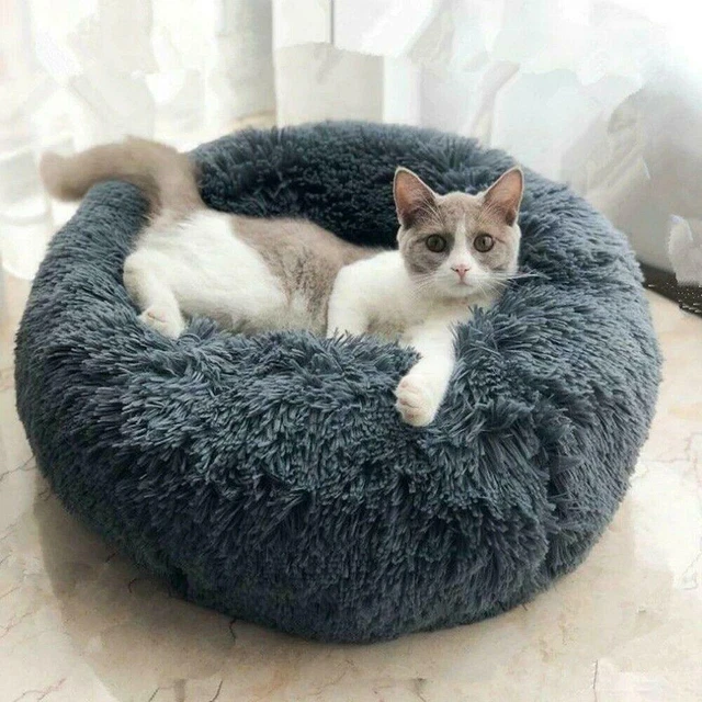 Donut Plush Bed Dog Cat Pet Calming Round Soft Warm Fluffy Kennel Sleeping Nest 3