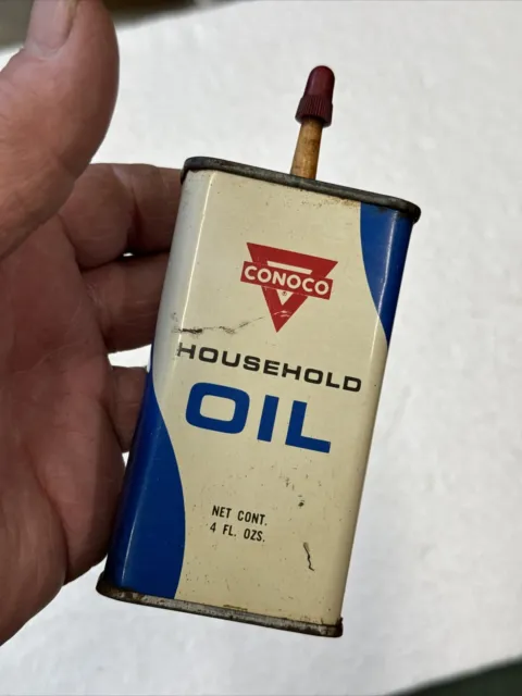 Vintage 4 Oz CONOCO Household Oil Oiler Tin Can Gas & Oil Advertising