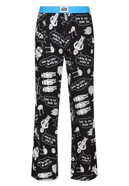 Pantaloni da salotto Star Wars da uomo adulti cotone nero personaggi fumetti pigiami stampati