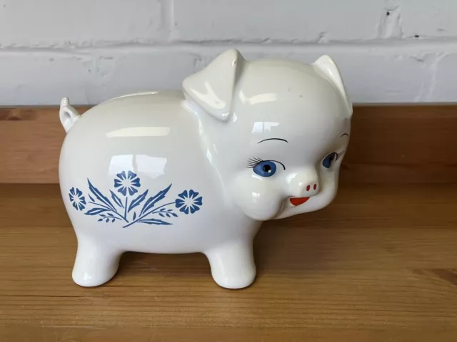 Vintage Corningware Piggy Bank - Blue Cornflower Made in England