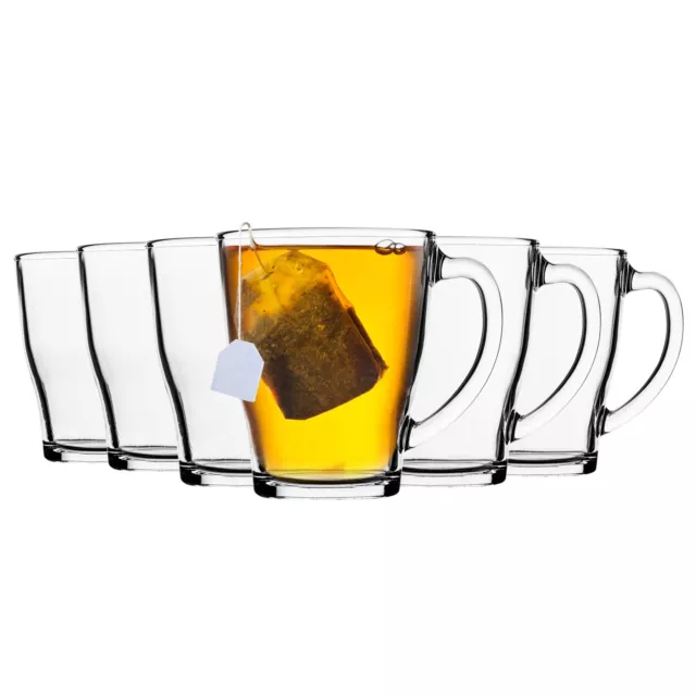 6x Cosy Glass Coffee Mugs Tempered Cappuccino Tea Latte Hot Drinks Mug 350ml