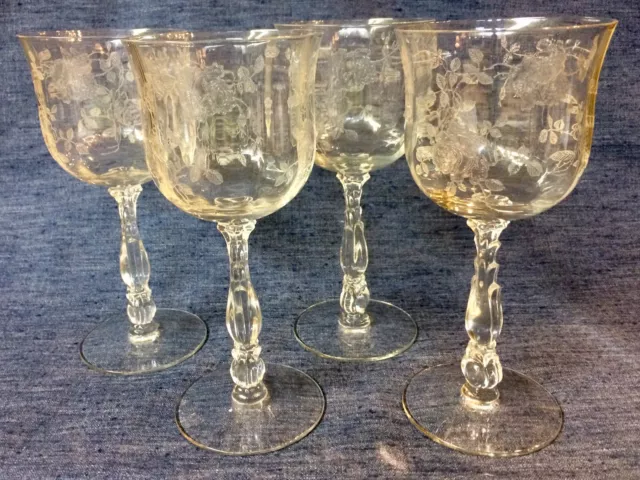 Fostoria Willowmere Pattern ~ Set Of 4 Water Goblets ~ Lovely For Any Table!