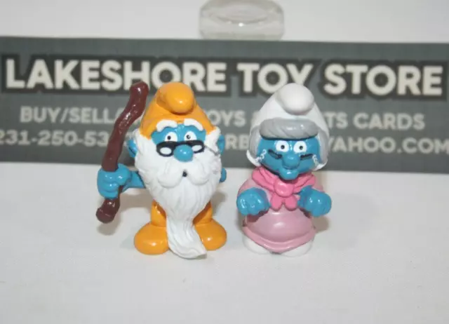 Smurfs Vintage Lot GRANDPA (20226) AND NANNY (20408) Grandma Peyo Schleich NICE