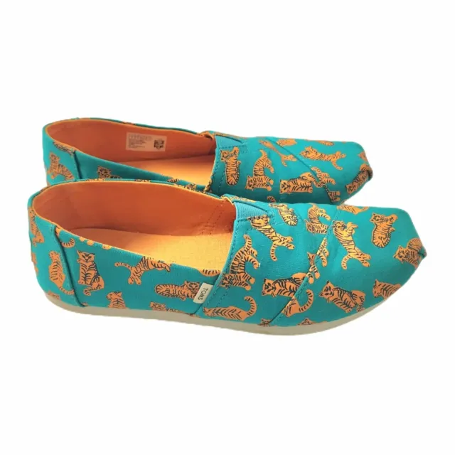 TOMS TIGER PRINT Shoes Canvas Slip On Casual Flats Womens Size 8 ...