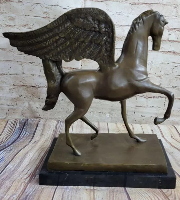 Vintage Bronze Flying Horse Winged Pegasus Bookends Fantastic Art Deco Figurine