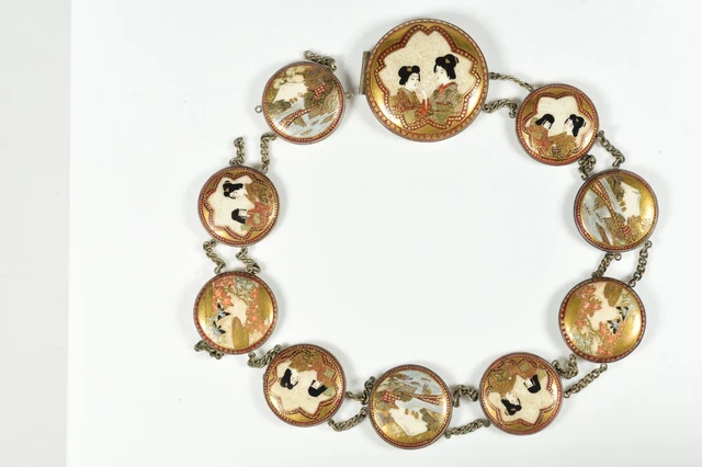ANTIQUE JAPANESE SATSUMA buckle £278.38 - PicClick UK display picture 1