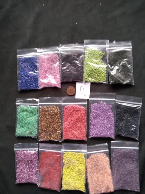 job lot 300 gram  mixed colours size 11 glass seed   beads  15 x 20 g    NEW