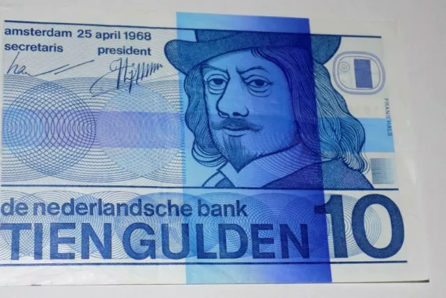 NETHERLANDS 1968 TEN GULDEN FRANS HALS Dutch Tien 10 Note Currency Banknote 3