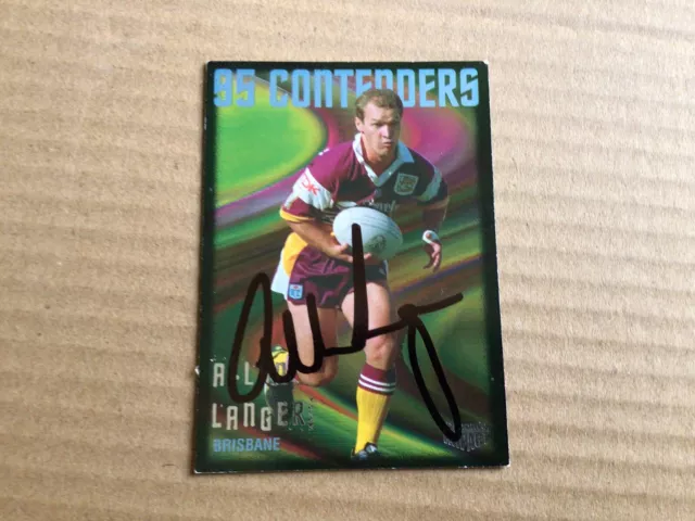 Allan Langer Brisbane Broncos Signed Nrl Trading Card Australian Kangaroos