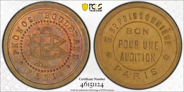 U/D France Paris "Good For One Audition" Jeton PCGS MS64 Lot#A4707 Choice UNC!