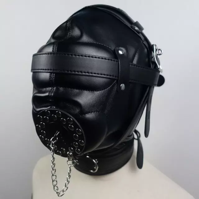 BDSM Bondage Gimp Hood Blindfold Mouth Cover Gag Fetish Sensory Deprivation Mask 2