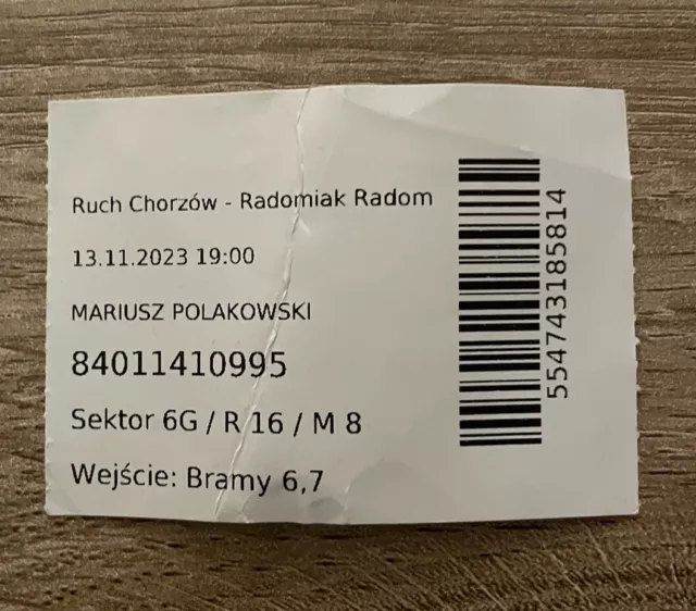 Sammler Ticket Ruch Chorzów - Radomiak Radom 13.11.2023 Ekstraklassa