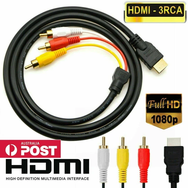 HDMI Male to 3 RCA Audio Video AV Cable Adapter phono TV HDTV DVD 1080P 1.5M