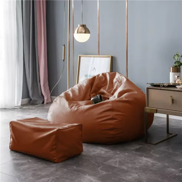 Faux Leather Big Bean Bags Sofa Chair footrest Cushion Cover XXXL