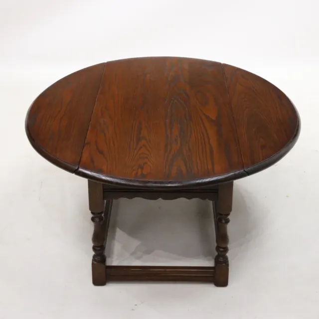 Old Charm Oak Drop Leaf Long Oval Coffee Table Tudor Brown FREE UK Delivery