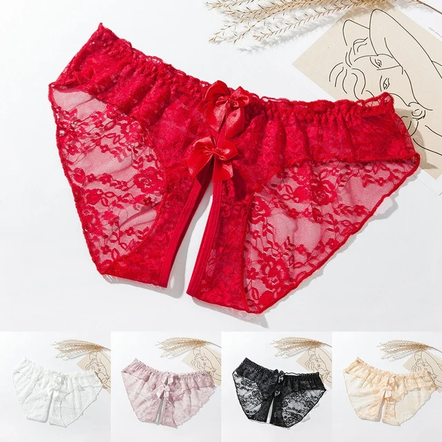 Culotte Dentelle Femme 2025 – Entrejambe Ouvert – Taille Basse – Sous-vêtements Sexy – Mini-jupe – Polyester