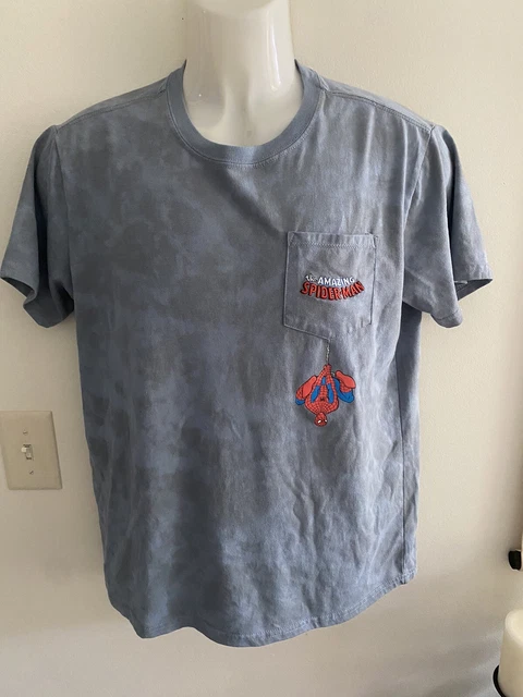 Marvel Comics Spiderman T-Shirt Men medium Short Sleeve Pocket Embroidered