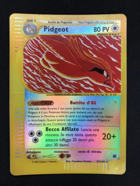 Pokemon Pidgeot 23/165 Expedition Holo Reverse Rara Wizards ITA Carte Vintage