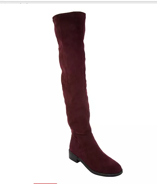 Franco Sarto Faux Suede Over-the-Knee Boots - Bailey Dark Burgundy 8W Womens New