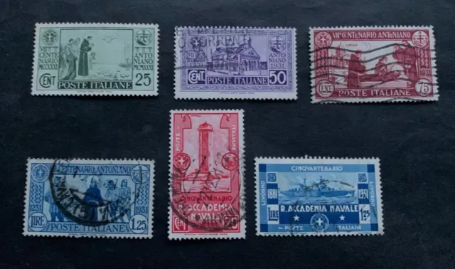 Italy Italia 1931 - 6 used stamps - Michel No. 363, 365, 366, 367, 369, 371