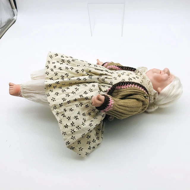 Vintage Cloth Doll Porcelain Bisque Sewn Body 16" Grandma Nana Grumpy Babydoll 11
