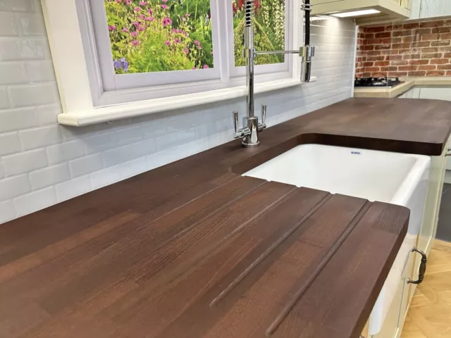 Thermo Ash Solid Wood Worktop 40mm staves, Real Wood Worktops, Similar to Wenge