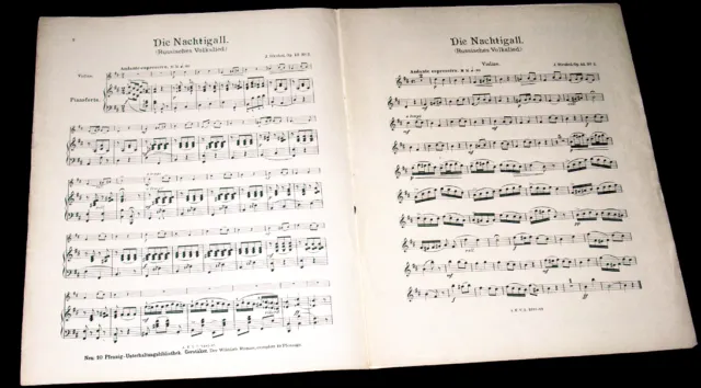 le rossignol die Nachtigall Op.42 n°2 de Strubel pour violon et piano 1910
