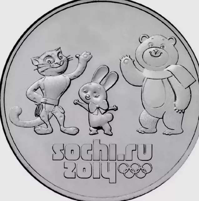 Russia Coin 25 Ruble 2014 Comm. Winter Olympic Games Sochi New BUNC Mascots Russia Coin 25 Ruble 2014 Comm. Winter Olympic Games Sochi New BUNC Mascots