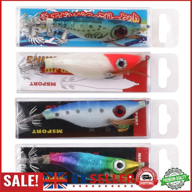 9g Luminous Squid Jigs Artificial Wood Shrimps Cuttlefish for Sea Fishing Hooks