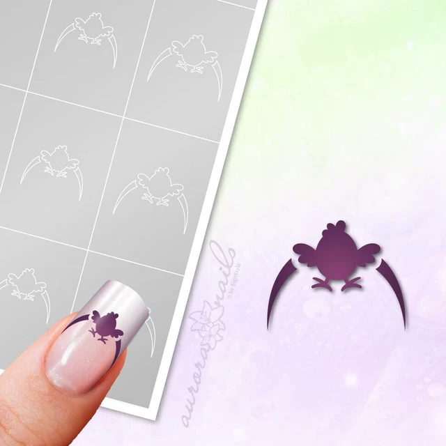 Plantillas para aerógrafo y arte de uñas O070 French Kücken pájaro Pascua