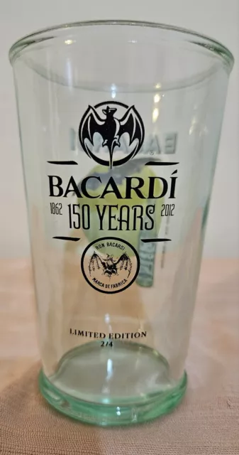 Bacardi 150 Years Limited Edition Tumbler Glass New featuring the Bat and Sun