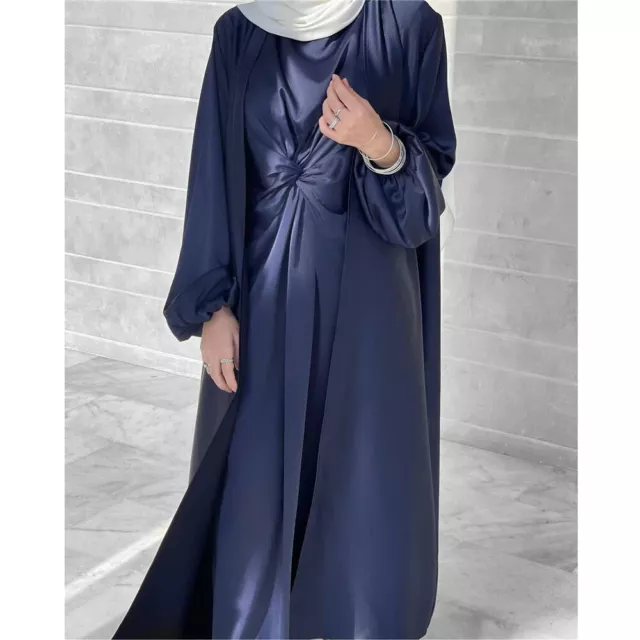 Set abito lungo due pezzi donna caftano aperto caftano abito cardigan musulmano abaya Ramadan 3