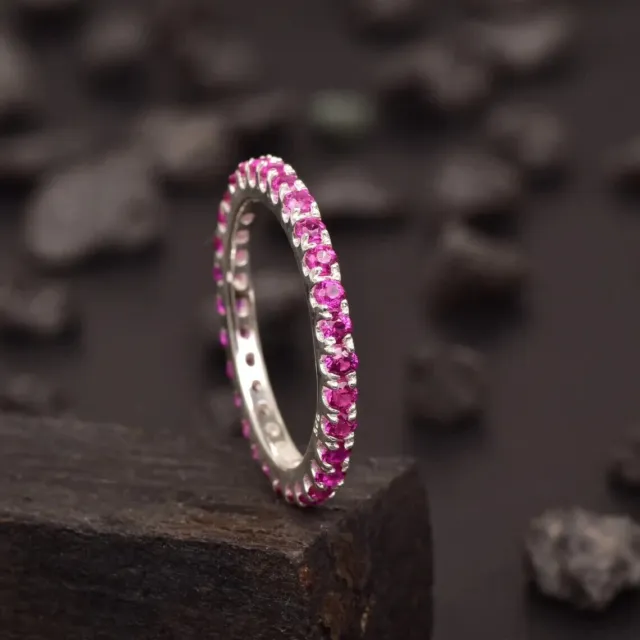 1.00 CT Natürlich Pink Ceylon Saphir & Damen Ring 925 Silber X-Mass Ausverkauf
