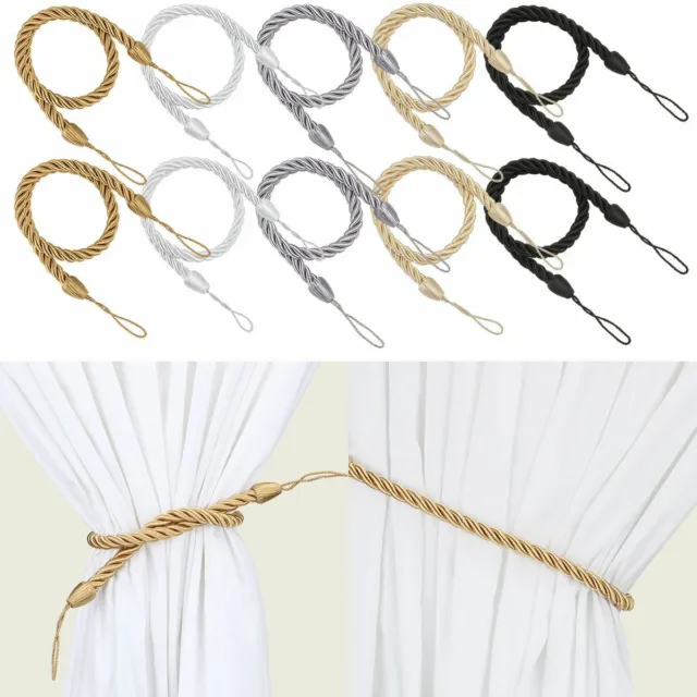 1 Pair Braided Satin Rope Curtain Tie Backs -Tiebacks Holdbacks Curtain & Voile