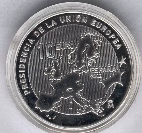 10 Eur 2002 Presidency de La Unon European Silver F. N.M. T. No Case Ni Certi