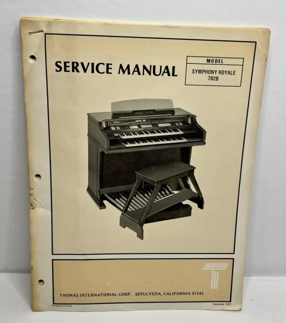 Original Symphony Royale 782B Thomas Organ Service Manual 1977